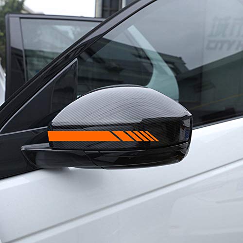 Autodomy Rückspiegel Aufkleber Stickers Auto mit Streifen Design Stripes Tuning 6 Stück mit Unterschiedlichen Breiten Sportdesign | Auto Tuning Aufkleber Streifen Orange von AUTODOMY