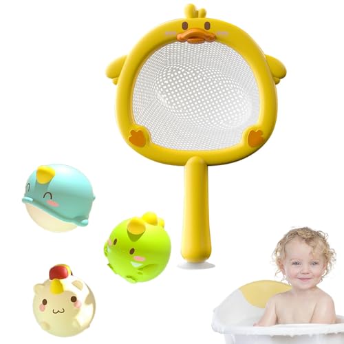 AUTOECHO Angeln Badespielzeug für Kinder, Fischernetz Badespielzeug, Leuchtendes Fischnetzspiel in der Badewanne, Leuchtendes schwimmendes Tier-Badenetz-Angelspielzeug für Kinder ab 3 Jahren. Lustiger von AUTOECHO