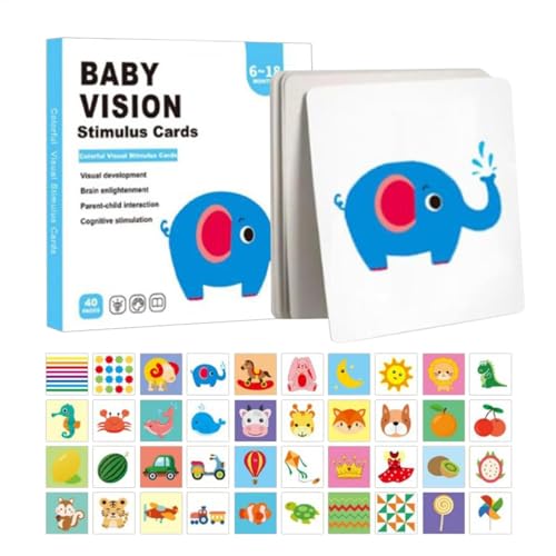 AUTOECHO Baby Vision Stimulationskarten, visuelle Stimulation für Babys | Kleinkind hohe Kontrastsensorkarten,Bildungslernen interaktiver Kleinkind-FlashCard für Kinder 0-3, Sensorische und von AUTOECHO