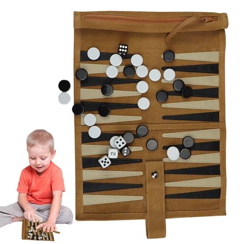 AUTOECHO Backgammon-Brettspiel, Backgammon-Spiel in Reisegröße - Klassisches Strategie-Brettspiel,Strategie-Backgammon-Spielset, Backgammon-Kleinspielset, lustiges tragbares Brettspiel für Erwachsene, von AUTOECHO