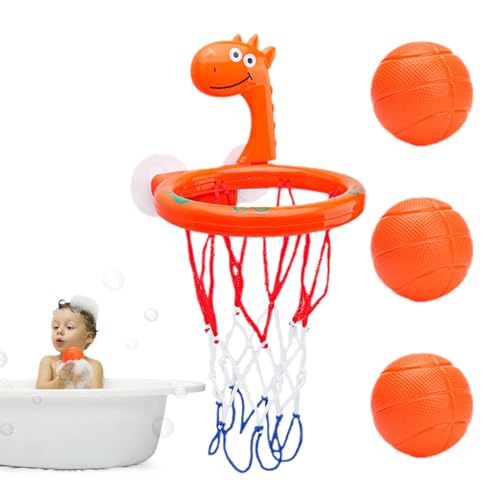 AUTOECHO Bad-Basketballkorb,Badezimmer-Basketballkorb - 4-teiliges Set mit lustigen Basketballkörben und Bällen - Cartoon-Saugnapf-Basketballkorb, interaktives Badespielzeug für , Heimbadezimmer, von AUTOECHO