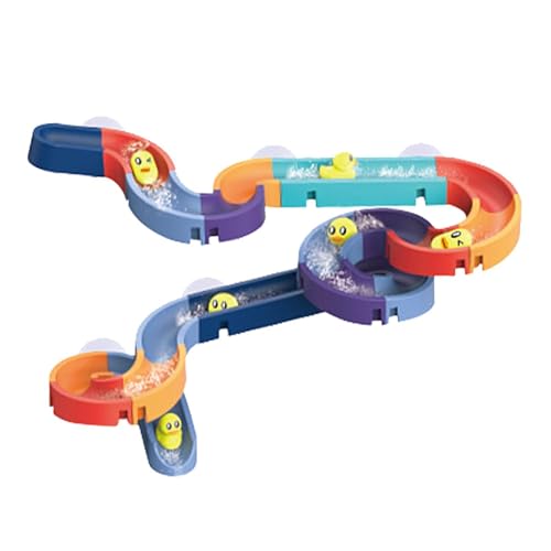 AUTOECHO Badewannen-Wandrutsche für Kinder - Wand-Badewannen-Spielzeugrutsche Baby-Badespielzeug mit Aufzieh-Ente,Slide Shower Tracks Wasserspielzeug Geschenke für Mädchen, Badespielzeug für Kinder ab von AUTOECHO