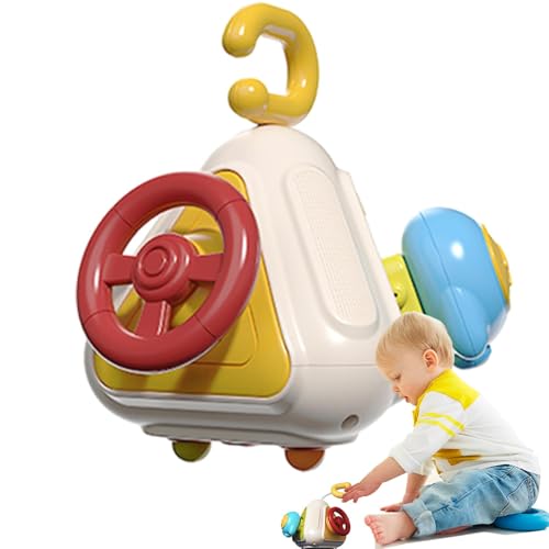 AUTOECHO Busy Cube für Kinder, Aktivitätswürfel - Reisespielzeug im Raumschiff-Design für Kleinkinder,Lernspielzeug aus Holz für Kinder, verbessert die motorischen Fähigkeiten, Strumpffüller von AUTOECHO