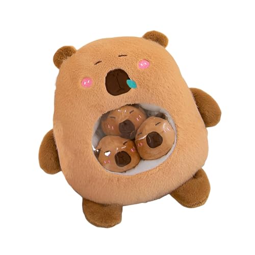 AUTOECHO Capybara-Kuscheltiere, süßes Capybara-Plüschkissen,Kuscheltiere Spielzeug Capibara Plüschtiere - Weiche braune Plüschpuppe, Bezauberndes Tier-Plüschtier, Capibara-Spielzeug für Kinder und von AUTOECHO