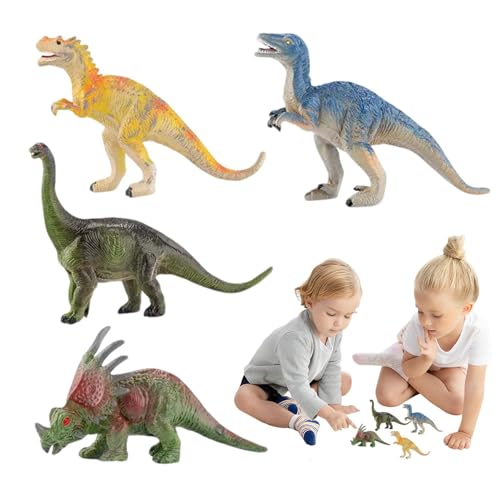 AUTOECHO Dinosauriermodell, kleine Dinosaurierspielzeug, 4 Pack Miniaturfiguren Sortierter Dinosaurier, Kinderspielzeug für Kinder, Sammelminiaturen, Kuchen -, realistische Tierfiguren für Kinder von AUTOECHO