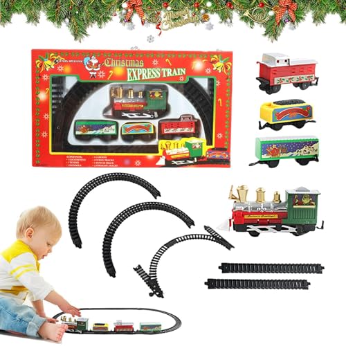 AUTOECHO Elektrisches Eisenbahnset, Eisenbahnsets für, Kreative Kinderzüge zu Weihnachten, Eisenbahn-Sets unter dem Weihnachtsbaum, Modelleisenbahn, Weihnachtsdekoration für den Innenbereich für von AUTOECHO