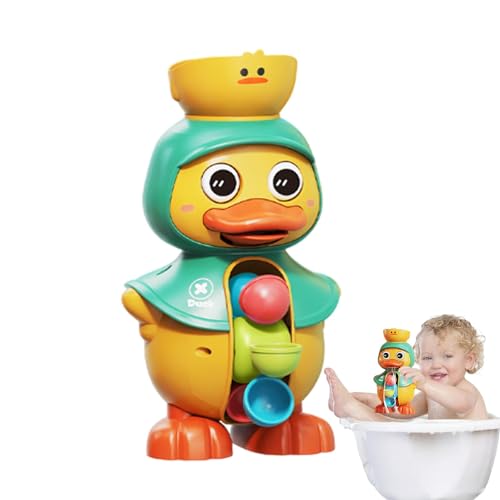 AUTOECHO Ente Wasserrad Badewannenspielzeug, Ente Duschwasserspielzeug - Enten-Badewannenspielzeug mit drehbarem Wasserrad | Starke Saugnäpfe, rotierendes Schwimmwasserrad für Kinder von AUTOECHO
