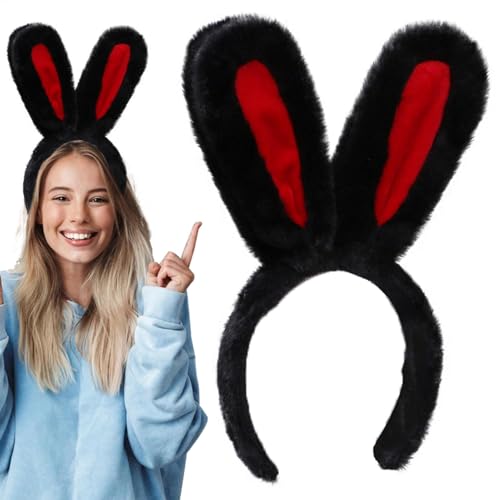 AUTOECHO Flauschige Hasenohren,Hasenohren Stirnband - Hase Cosplay Stirnbänder - Plüsch-Fuzzy-Ohren-Kopfbedeckung, süßes Hasenohren-Kostüm für Kinder, Ostern, Geburtstag von AUTOECHO