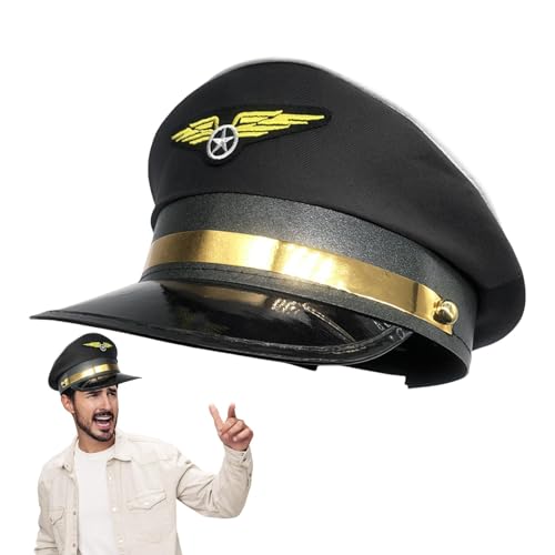 AUTOECHO Flugpilotenmütze, Flugzeugmütze | Flugzeug Kostüm Hut Matrosen Hut Mütze,Matrosenmütze, Mütze für Erwachsene, Marinepilot, Flugkapitän, für Kapitän, Halloween-, Cosplay-Zubehör von AUTOECHO