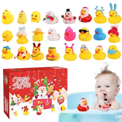 AUTOECHO Gummi-Enten-Spielzeug, Weihnachtsente,Badespielzeug Verschiedene Gummienten - Kinder-Weihnachtsenten 24X für Kinder-Partygeschenke, Trick-Weihnachtsfeier von AUTOECHO