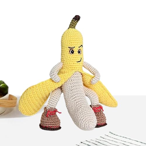 AUTOECHO Häkelplüsch – lustige Bananen-Häkelfigur, ermutigende Unterstützung, gestrickte Früchte, Neuheit, Heimdekoration für Wohnzimmer, Schlafzimmer, Küche von AUTOECHO