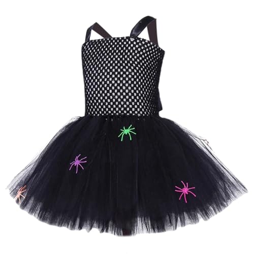 AUTOECHO Hexen-Tutu-Kleid, Hexenkleid für kleine Mädchen, Schwarzes Kleid für Kinder, hauchdünner Rock, Tutu, Hautfreundliche Anziehkleidung, Cosplay-Rollenoutfits, hauchdünner Rock für die von AUTOECHO