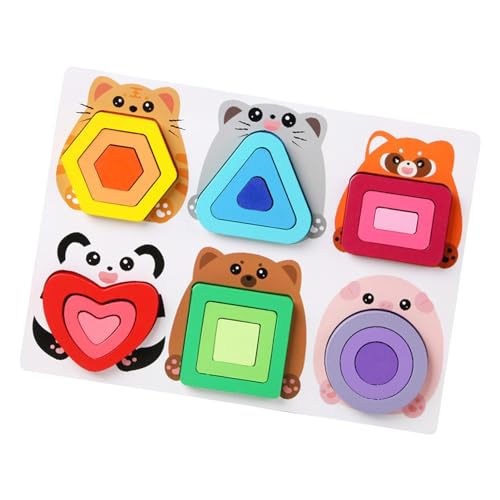 AUTOECHO Holzform-passende Puzzles, geometrisches Puzzle-Spielzeug | -Puzzlespielzeug für Kinder - Puzzlebrett für die frühe Bildung, farbenfrohe Puzzles zur Verbesserung der Feinmotorik von AUTOECHO