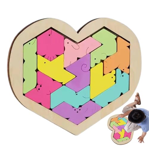 AUTOECHO Holzpuzzle, Holzpuzzle für Erwachsene | Herzförmiges Familienpuzzle aus Holzbrett - Pädagogische Glatte geometrische Formmuster-Puzzles, für Kindertag, Ostern, Weihnachten von AUTOECHO