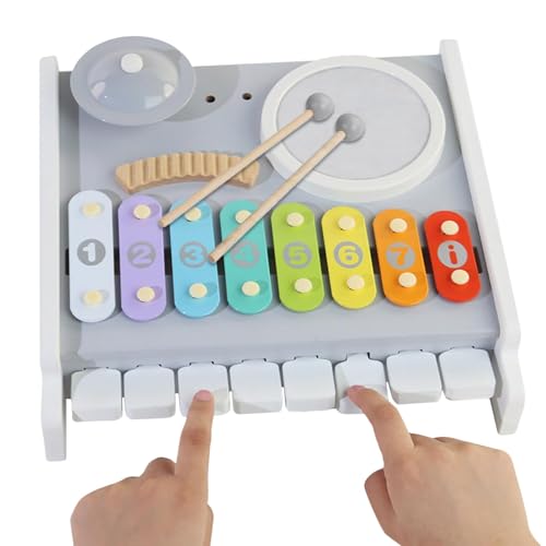 AUTOECHO Holzschlaginstrumente für Kinder,Naturholz-Xylophon für Kinder | Bunte Trommel- und Schlaginstrumente für Kinder,Multifunktionales Musikinstrumente-Spielzeug, Boho-Xylophon für Geburtstag, von AUTOECHO