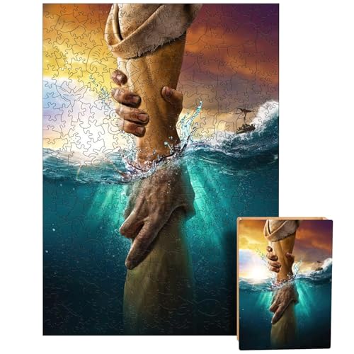 AUTOECHO Jesus-Holzpuzzle, Holz-Jesus-Puzzlespielzeug | Klassisches Jesus-Puzzle für Kinder und Erwachsene | Freunde, Familie, Spieleabend, herausforderndes Puzzle-Spielzeug, Wanddekoration, Hand von AUTOECHO