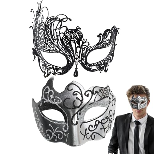 AUTOECHO Karnevalsmaske, Spitzenmaskerade-Maske | 2X Maskerade-Augenbinde-Gesichtsbedeckungen | Kostüm-Maske-Party-Zubehör, Paar-Gesichtsbedeckungen-Set für Bühnenauftritte von AUTOECHO