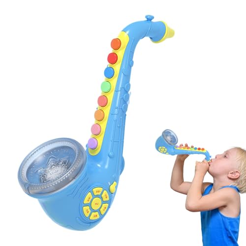 AUTOECHO Kindersaxophon, Kindertrompete - Elektrisches Saxophon mit Licht und Ton - Simuliertes Musiktrompetenspielzeug, tragbare Musikinstrumente, Lernspielzeug für Schule und Zuhause von AUTOECHO