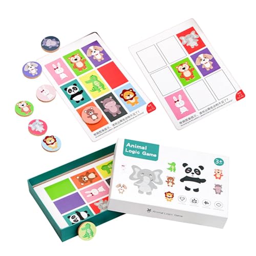 AUTOECHO Kombiniere Tier-Track-Karten für Kinder, Tier-Match-Spiel - Tier-Matching-Spiel für Kinder,Logikspiele, Tierpositionsordnung, Lernspielzeug, Kartenspiel für und Mädchen von AUTOECHO