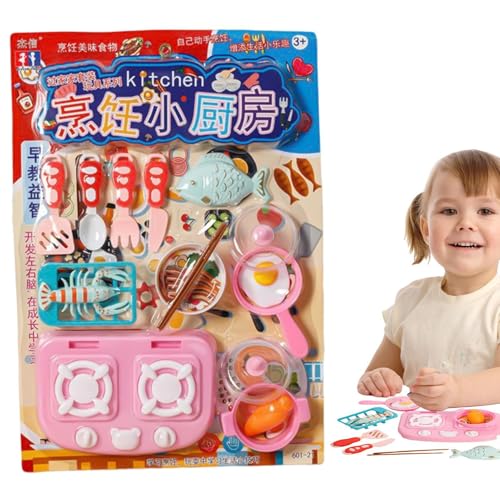 AUTOECHO Küchenspielzeug-Set für Kinder | Kochspielset mit vorgetäuschtem Essen,Interaktives Spielzeugküchenset für Kinder, hitzebeständig, stoßfest, Geburtstagsgeschenk von AUTOECHO