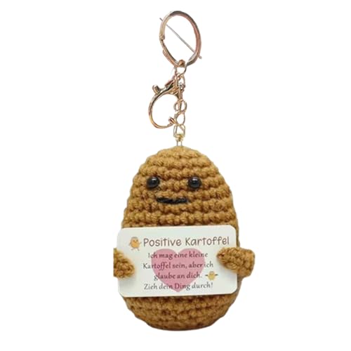 AUTOECHO Lustige Häkelkartoffel, Kartoffel-Schlüsselanhänger-Spielzeug - Häkelkartoffel süße Puppe | Gestrickte Kartoffel, Kartoffel zur emotionalen Unterstützung mit positiver Karte, motivierende von AUTOECHO