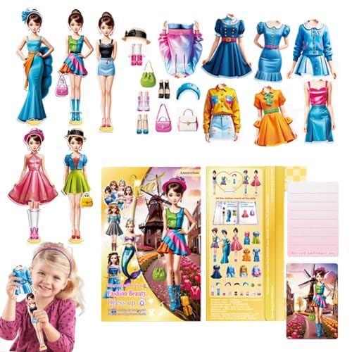 AUTOECHO Magnetische Puppen-Anziehsets, magnetische Anziehpuppen für Mädchen - Prinzessin Puppenset | -Aktivitäten, magnetisches Anzieh-Stickerbuch, pädagogisches Kinderspielzeug für Mädchen von AUTOECHO