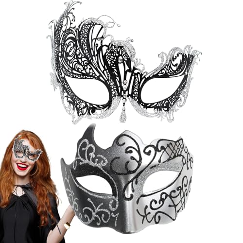 AUTOECHO Maskenkostüm,Paar-Maskerade-Maskenset | 2X Maskerade-Augenbinde-Gesichtsbedeckungen,Kostüm-Maske-Party-Zubehör, Paar-Gesichtsbedeckungen-Set für Bühnenauftritte von AUTOECHO