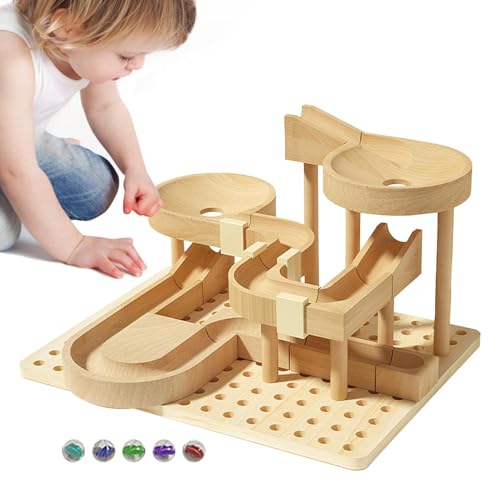 AUTOECHO Murmelbahnen, Holzpuzzle | -Rätsel-Balllauf | Marmor-Labyrinth-Spiel, Bausteine-Spielzeug, Konstruktionsspielset, Stamm-Lernspielzeug für Erwachsene von AUTOECHO