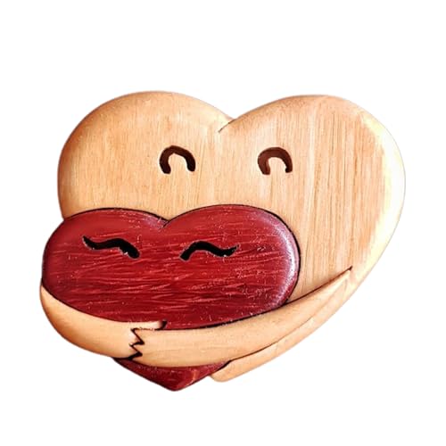 AUTOECHO Pocket Hug Herz-Token aus Holz - Umarmungen und Liebe-Herz-Ornamente-Dekor,Winzige Umarmungsmarken, besonderes Handgeschenk, Herz-Puzzle-Skulpturen, Desktop-Ornament, Heim-Tischdekoration von AUTOECHO
