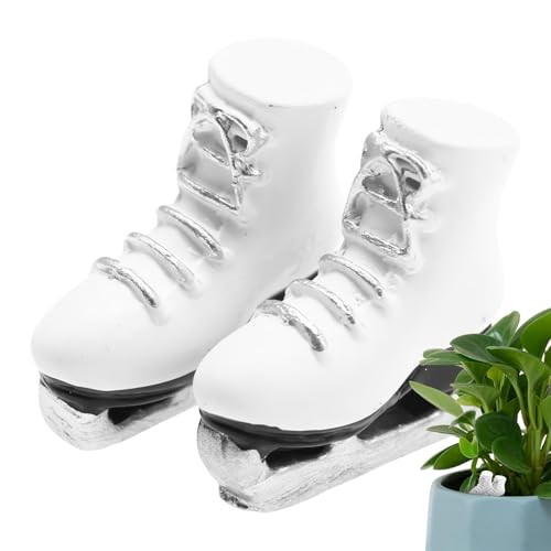 AUTOECHO Puppen-Rollschuhe,Miniatur-Rollschuhe in Weiß | Harz realistische Puppe Eislaufschuhe weiße Schlittschuhe | Miniatur-Zubehör im Maßstab 1:12, Rollschuhe, Wintersportschuhe für von AUTOECHO