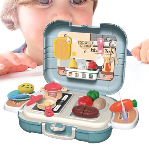 AUTOECHO Rollenspiel-Küchenspielzeug, Reisekoffer-Küchenspielset - Reisekoffer Kinder Kochen Rollenset,Sammeln von Kindergarten-Mädchen-Frühlernspielzeug für Kinder ab 3 Jahren von AUTOECHO