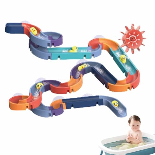 AUTOECHO Rutsche Duschschienen Wasserspielzeug - Wand-Badewannen-Spielzeugrutsche Baby-Badespielzeug mit Aufzieh-Ente,Slide Shower Tracks Wasserspielzeug Geschenke für Mädchen, Badespielzeug für von AUTOECHO