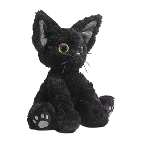 AUTOECHO Schwarze Katze Plüsch, ausgestopfte Katze Plüsch | Süße Schwarze Katze Plüschpuppe Stofftiere,23 cm großes Kuscheltier-Sofa-Ornament, weiche Plüschkatze für Wohnzimmer, Schlafzimmer, von AUTOECHO