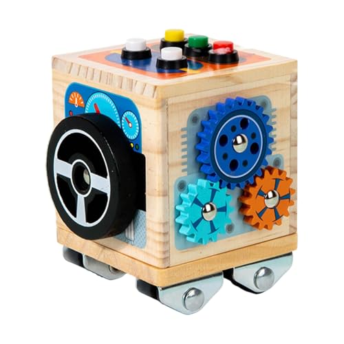 AUTOECHO Sensory Toys Busy Cube, Busy Activity Cube - Bus Design Busy Box | Vorschul-Lernaktivitäten für und Mädchen ab 3 Jahren, interaktives Lernspielzeug zur Förderung der Feinmotorik von AUTOECHO