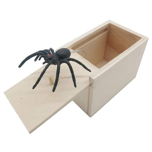 AUTOECHO Spider Prank Scare Box, Spider in Box-Spider Prank Box, hölzerne Überraschung Prank Box mit gefälschten Spinnen, Scherzartikel Spider Scare Box für Kinder, Erwachsene Party Geschenke von AUTOECHO