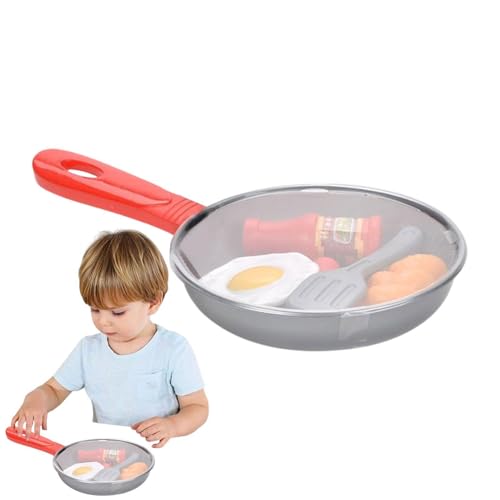 AUTOECHO Spielzeug-Kochpfanne,Pretend Kitchen Pfannen - Kinder Spielen Essensspielzeug | Rollenspielset-Zubehör mit Pfannen, Utensilien, Kochgeschirr, Lebensmitteln, Lerngeschenk für Kinder, Mädchen von AUTOECHO