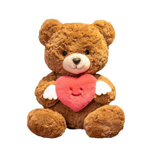 AUTOECHO Valentines Bear, Valentine Bear - Niedlicher Bären umarmen Herz Valentinstag Plüsch - 9.84in Zimmer Spielzeugwurf Kissen zum Muttertag, Hochzeit, Geburtstag, Frauen, Freundin von AUTOECHO