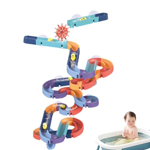 AUTOECHO Wasserrutschbahn - Wand-Badewannen-Spielzeugrutsche Baby-Badespielzeug mit Aufzieh-Ente - Slide Shower Tracks Wasserspielzeug Geschenke für Mädchen, Badespielzeug für Kinder ab 3 Jahren von AUTOECHO