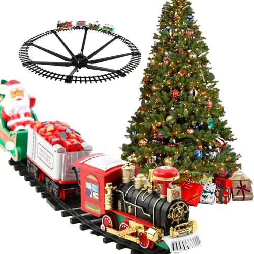 AUTOECHO Weihnachtseisenbahn-Set für Kinder, elektrisches Eisenbahn-Set für den Weihnachtsbaum | Elektrisches Weihnachtsbaum-Eisenbahn-Set,Weihnachtsspielzeug, Sound und Licht, elektrischer von AUTOECHO