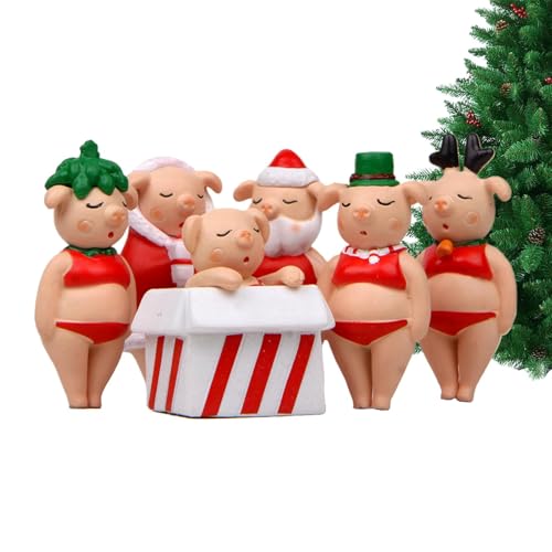 AUTOECHO Weihnachtspuppen,Tierpuppe für Weihnachten - 6X Weihnachtsfigur in Tierform - Entzückende Weihnachtsspielzeug-Sammlung für Autos, Kinderzimmer und Schlafzimmer von AUTOECHO