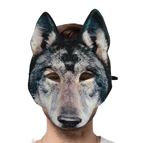 AUTOECHO Wolfsmaske für Erwachsene, gruselige Tier-Halloween-Maske, gruselige Horror-Maske, Halloween-Wolfsmaske, Wolf-Kostüm, Zubehör, Tiermaske für Cosplay, Kostüm, Kostümparty von AUTOECHO