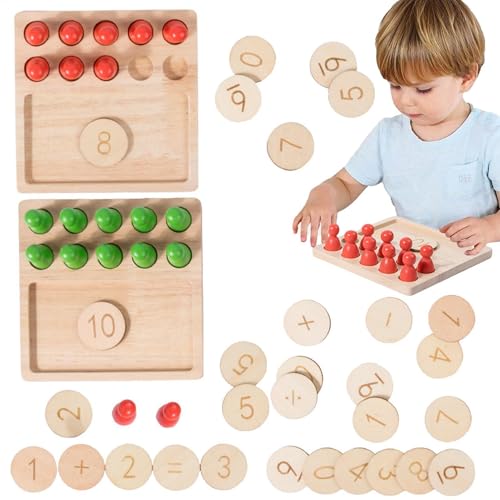 AUTOECHO Zahlenzählspielzeug, Holzzählspielzeug,Math Learning Board Game Counting Block Set - Pädagogische sensorische Mathematik -Lernboard zum Geburtstag, Ostern, Kindertag von AUTOECHO