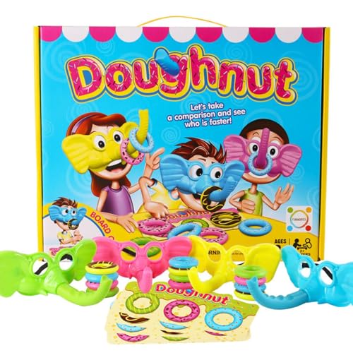 Doh Nutters Elefanten-Brettspiele, Partyspiele zum Sammeln von Donuts, Lustiges Donut-Brettspiel, Donuts-Familien-Puzzlespiele für 2–4 Spieler, Elefantastische Familienspiele für Familie, Freunde von AUTOECHO