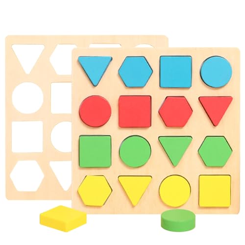 Geometrische Form-Matching-Puzzles, Brettspiel Mit Form-Puzzles Für 2 Spieler, Form-Farben-Sortier-Peg-Puzzle Zur Verbesserung Der Hand-Auge-Koordination Lernspielzeug Für Kinder Ab 3 Jahren von AUTOECHO