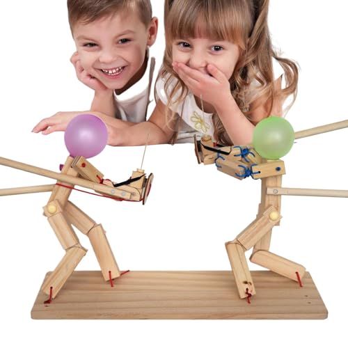 Hölzerne Fechtpuppen Ballon, 2024 Upgraded Fechtpuppe Ballon Spiel, 2 Spieler Hölzerne Bots Battle Game, Handgefertigte Hölzerne Fechtpuppen Ballon Spiel Mit 100 Ballons Für Kinder Freunde von AUTOECHO