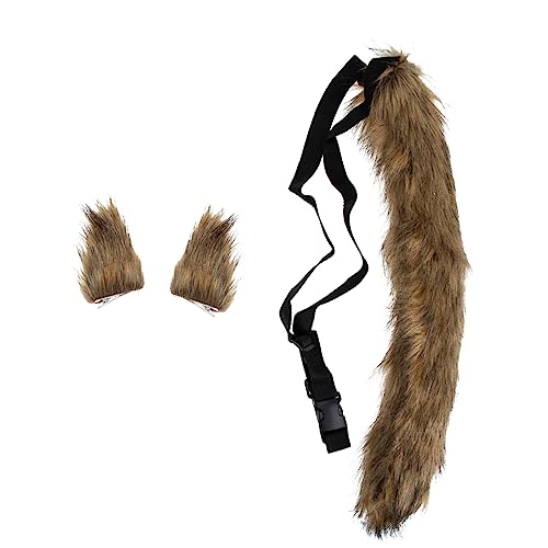 AUTOMITMS 1 Set Halloween Cosplay Fake Furry Tail Kostüm Maskerade Kostüm Zubehör Dekorative Cosplay Ohren Künstliche Wolf Clip Ohren Polyester von AUTOMITMS