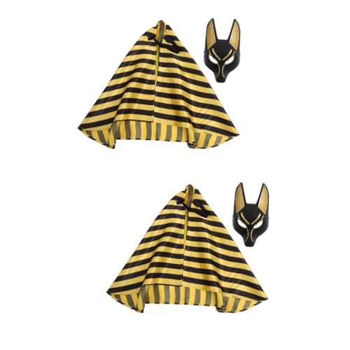 AUTOMITMS 2 Sets Anubis Maske Festival Erwachsene Masken Ägyptischer Pharao Kostüm Karneval Maske Requisiten Ball Masken Hummel Halloween Kostüm Hummel Maske Venezianische Maske Tuch von AUTOMITMS