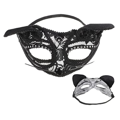 AUTOMITMS Halbgesicht Prinzessin Maske Exquisite Halbmaske Frauen Venezianische Masken Katzenball Party Halbmasken Cosplay für Frauen Halbgesichtsmaske Partymaske Karnevalsmasken Schwarze Spitze von AUTOMITMS