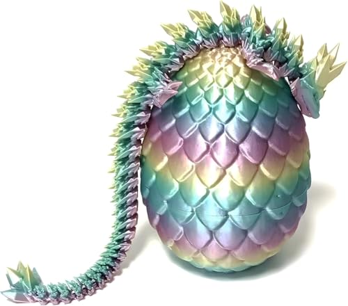 AUTOWNLUX 3D Gedrucktes Drachenei mit Drache, 3D Gedruckter Drache Beweglicher, Ostern Überraschungs Drachenei Spielzeug für Schreibtisch Dekoration (Regenbogenfarben) von AUTOWNLUX