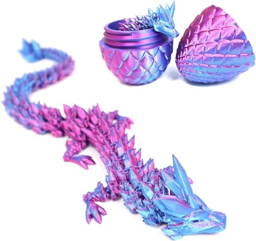 AUTOWNLUX 3D Gedrucktes Drachenei mit Drache, 3D Gedruckter Drache Beweglicher, Ostern Überraschungs Drachenei Spielzeug für Schreibtisch Dekoration (Violett) von AUTOWNLUX